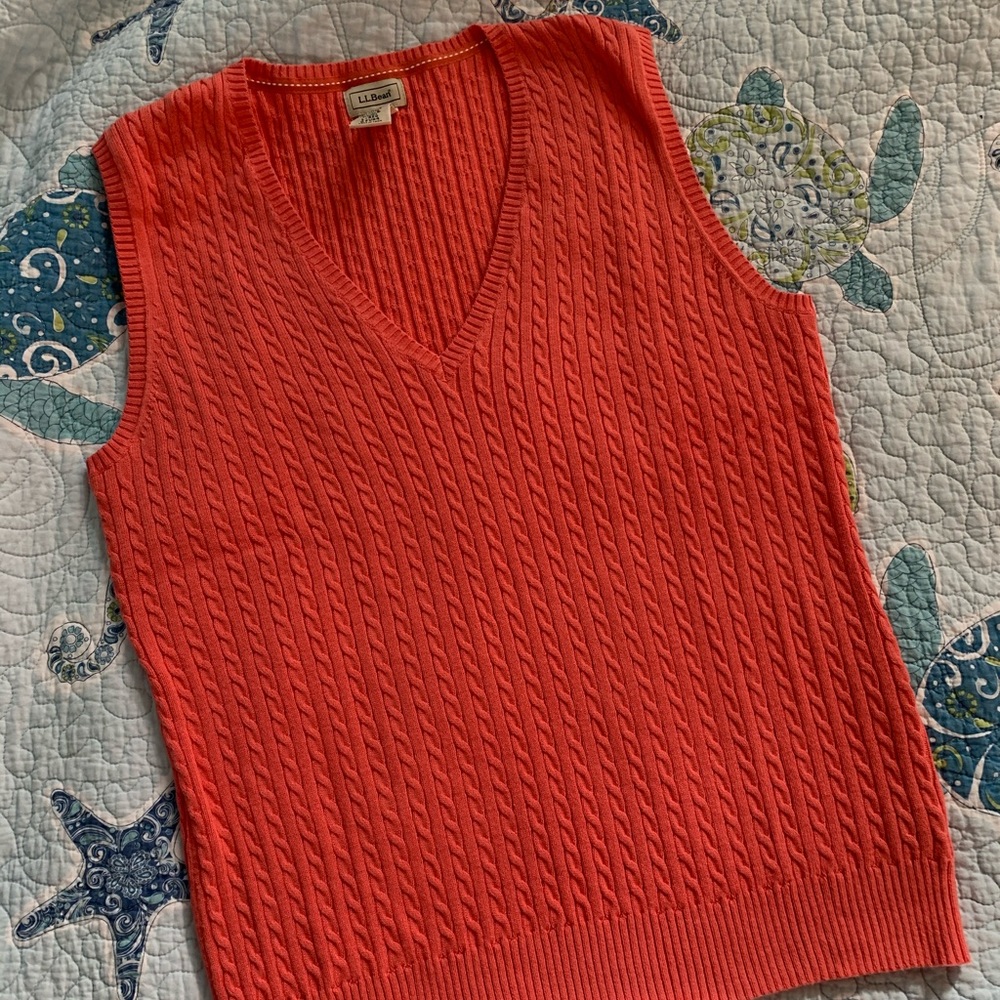 L L Bean Sweater Vest - Pretty Deep Coral